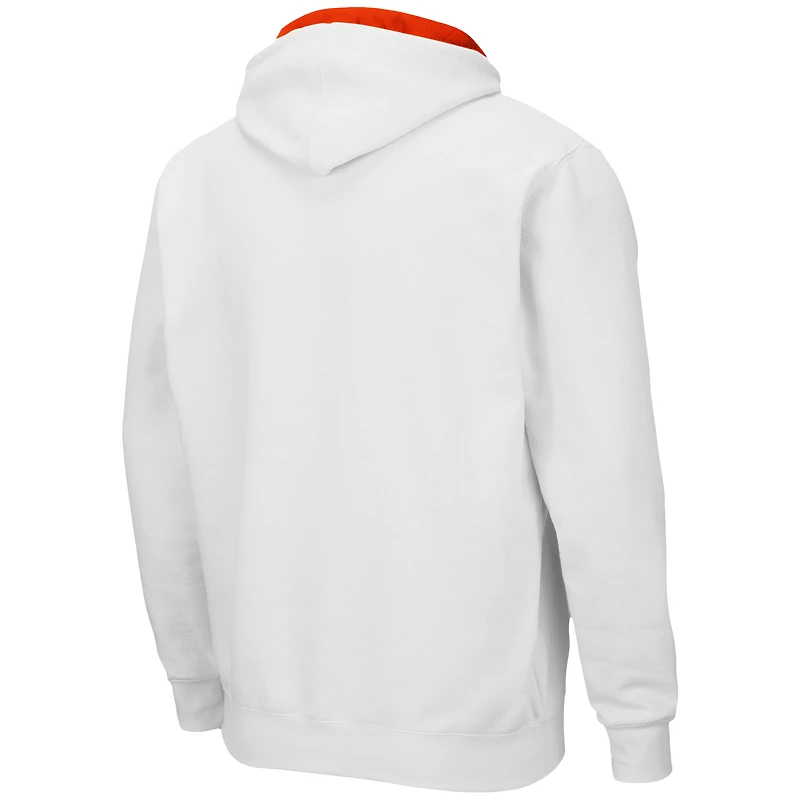 Sweat à capuche entièrement zippé Colosseum Clemson Tigers Arch & Logo 3.0 pour homme, blanc