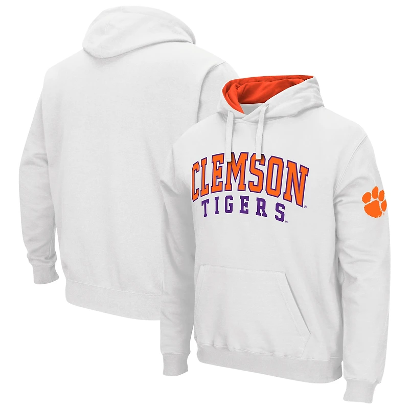 Men's Colosseum White Clemson Tigers Double Arch Pullover Hoodie