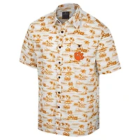Men's Colosseum White Clemson Tigers Spontaneous is Romantic Camp Button-Up Shirt