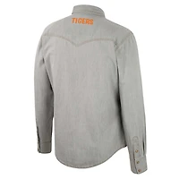 Colosseum x Wrangler Gris Clemson Tigers Cowboy Cut Western Full-Snap Chemise à manches longues pour homme