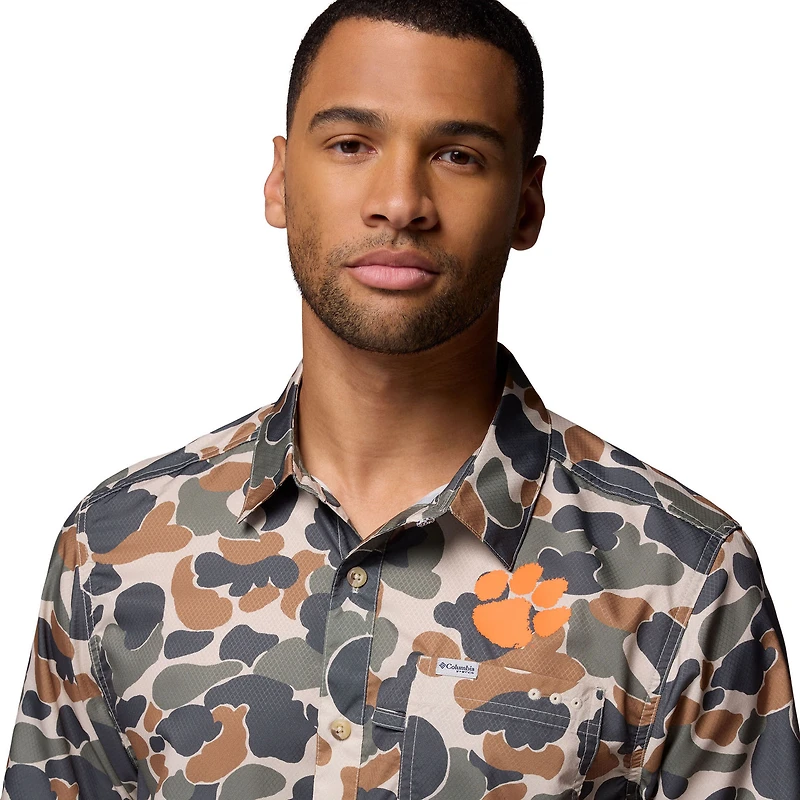 Chemise boutonnée Columbia Camo Clemson Tigers Super Slack Tide Omni-Wick pour homme