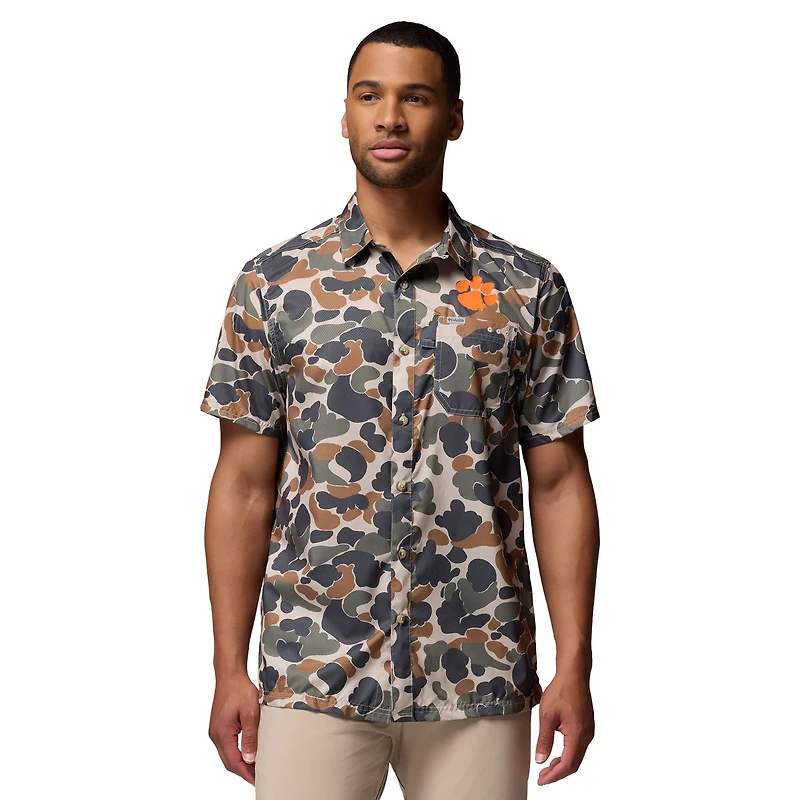 Chemise boutonnée Columbia Camo Clemson Tigers Super Slack Tide Omni-Wick pour homme