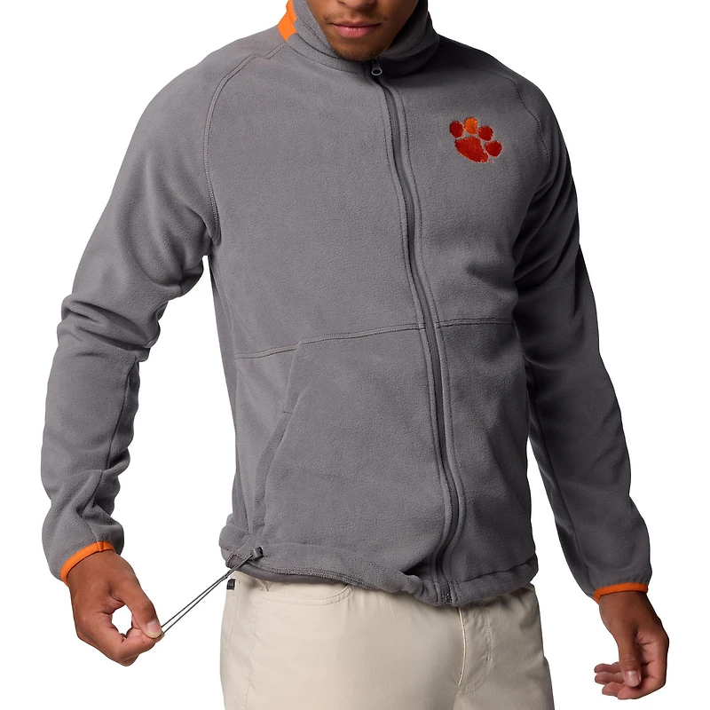 Men's Columbia  Gray Clemson Tigers Flanker IV Fleece Raglan Full-Zip Jacket
