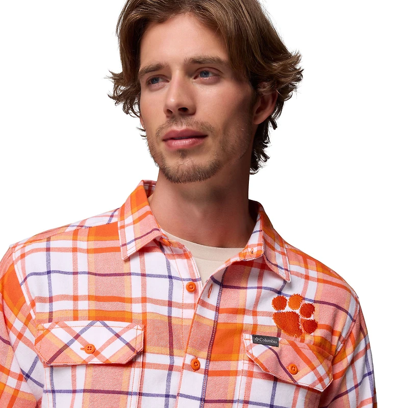 Men's Columbia  Orange Clemson Tigers Flare Gun Omni-Wick Flannel Long Sleeve Button-Up Shirt