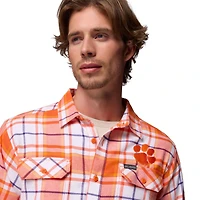 Men's Columbia  Orange Clemson Tigers Flare Gun Omni-Wick Flannel Long Sleeve Button-Up Shirt