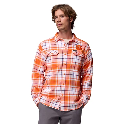 Men's Columbia  Orange Clemson Tigers Flare Gun Omni-Wick Flannel Long Sleeve Button-Up Shirt