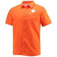 Chemise boutonnée pour homme Columbia PFG orange Clemson Tigers Slack Tide Camp