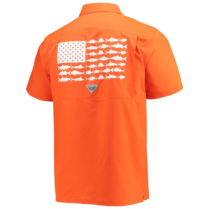 Chemise boutonnée pour homme Columbia PFG orange Clemson Tigers Slack Tide Camp