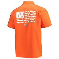 Chemise boutonnée pour homme Columbia PFG orange Clemson Tigers Slack Tide Camp