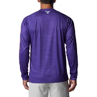 Men's Columbia  Purple Clemson Tigers PFG Terminal Tackle Omni-Shade Raglan Long Sleeve T-Shirt