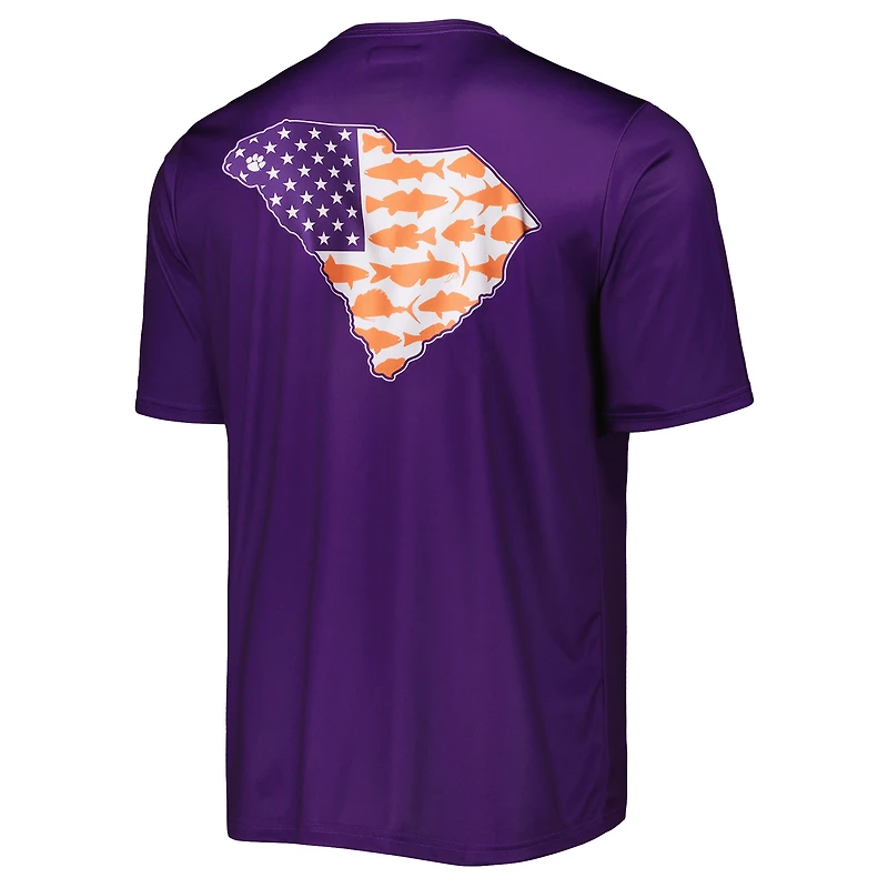 Men's Columbia Purple Clemson Tigers Terminal Tackle State Omni-Shade T-Shirt