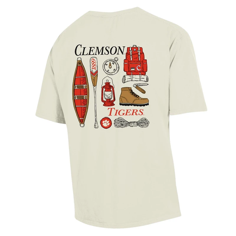 T-shirt de voyage en camping pour hommes, crème lavante confortable, Clemson Tigers