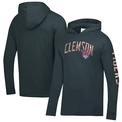 Men's ComfortWash  Charcoal Clemson Tigers Long Sleeve Hooded T-Shirt