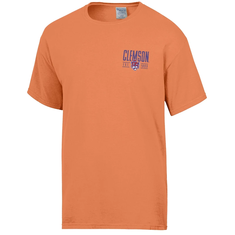 T-shirt orange ComfortWash pour homme, grand nom des Clemson Tigers