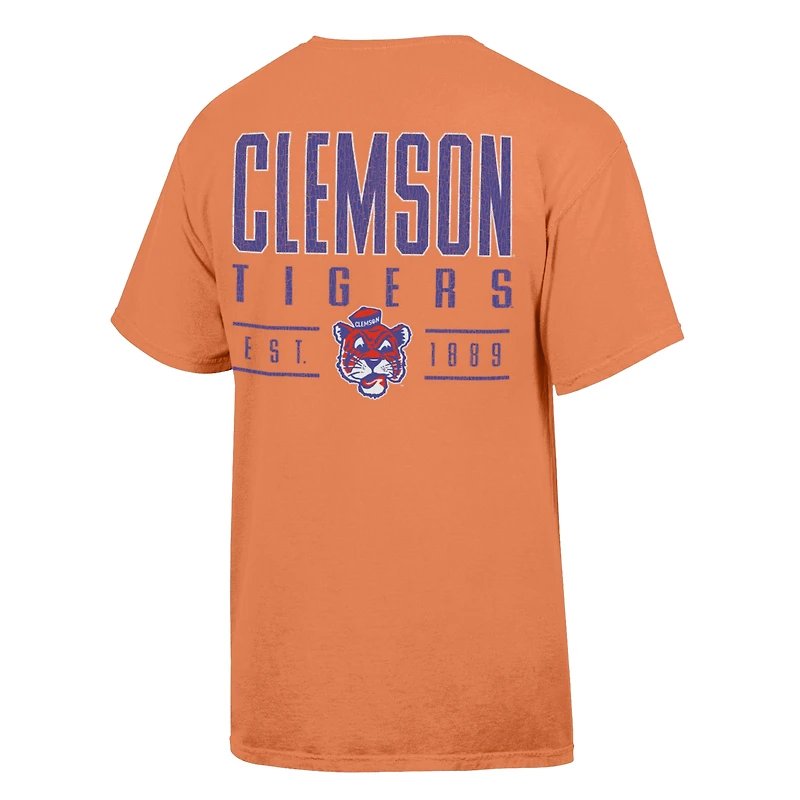 T-shirt orange ComfortWash pour homme, grand nom des Clemson Tigers