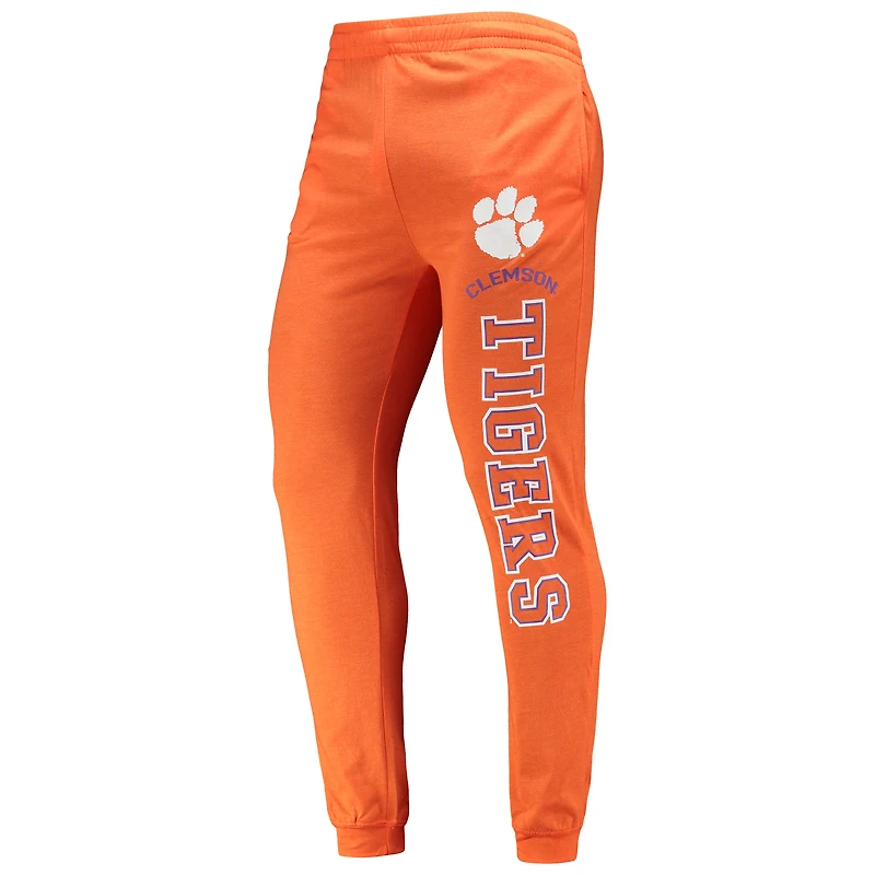 Ensemble pyjama à capuche et jogging manches longues pour homme Concepts Sport Orange/Anthracite chiné des Clemson Tigers