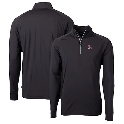 Pull-over Cutter & Buck noir Clemson Tigers Adapt Eco Knit Stretch en maille recyclée à col zippé pour homme