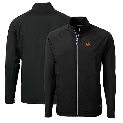 Veste zippée intégrale Cutter & Buck Black Clemson Tigers pour homme, grandes tailles, en maille écologique hybride recyclée.