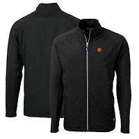Veste zippée intégrale Cutter & Buck Black Clemson Tigers pour homme, grandes tailles, en maille écologique hybride recyclée.