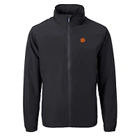 Veste zippée intégrale en tricot recyclé pour homme, modèle Cutter & Buck Black Clemson Tigers, grande taille