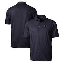 Polo extensible noir à imprimé double point Pike pour homme, Cutter & Buck, avec logo de l'équipe principale des Clemson Tigers