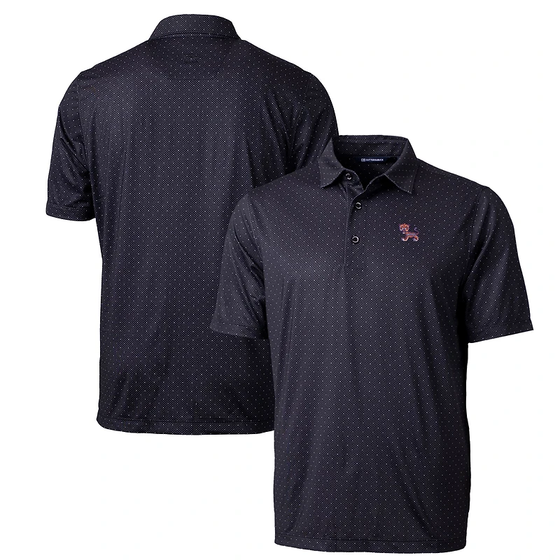 Polo extensible noir à imprimé double point Pike pour homme, Cutter & Buck, avec logo de l'équipe principale des Clemson Tigers