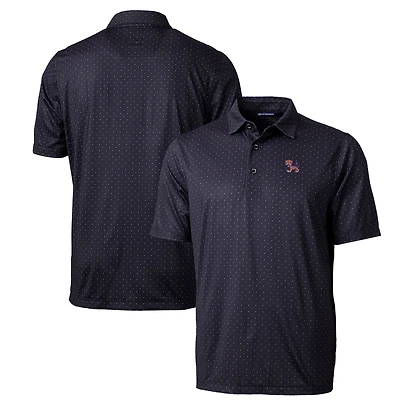 Polo extensible noir à imprimé double point Pike pour homme, Cutter & Buck, avec logo de l'équipe principale des Clemson Tigers