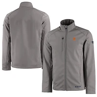 Men's Cutter & Buck  Gray Clemson Tigers Alumni Logo Evoke Eco Softshell Recycled Full-Zip Jacket