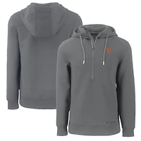 Sweat à capuche demi-zippé recyclé pour homme, gris, avec logo Roam des anciens Clemson Tigers, Cutter & Buck
