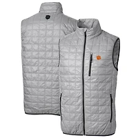 Gilet matelassé entièrement zippé Rainier PrimaLoft Eco pour homme, gris, Cutter & Buck, Clemson Tigers, grandes tailles
