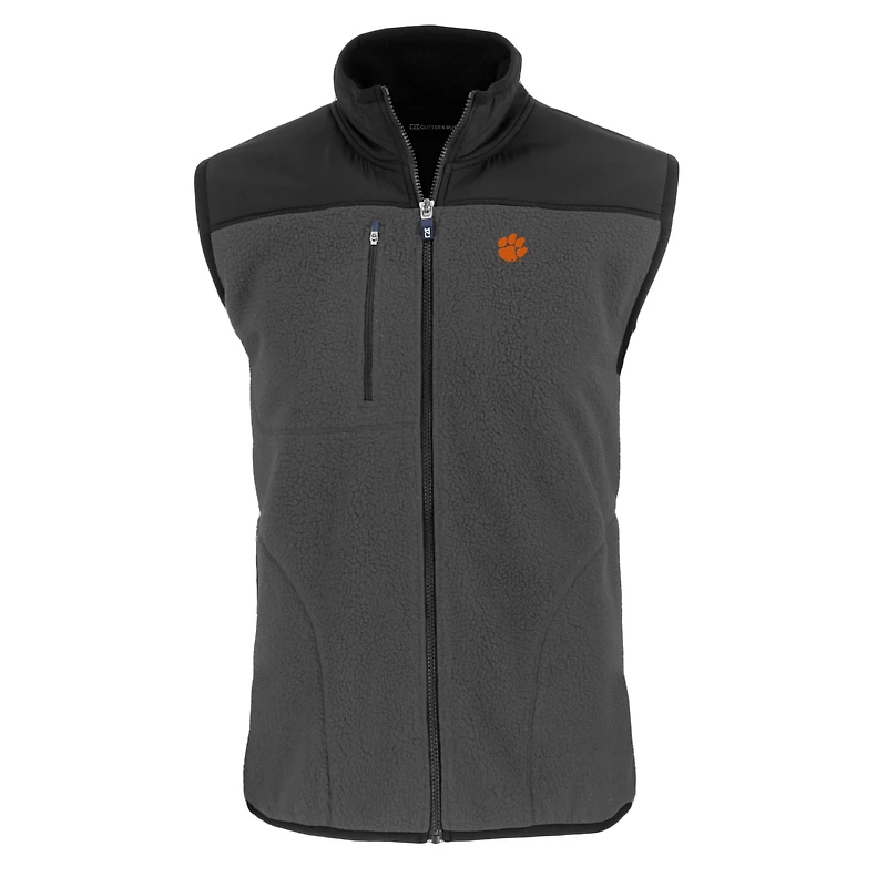 Gilet zippé en polaire Sherpa Cascade Eco pour homme, gris, Cutter & Buck, des Tigers de Clemson