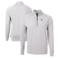 Pull-over zippé quart de tour en tricot recyclé chiné avec logo des anciens Clemson Tigers, gris chiné, pour homme, Cutter & Buck