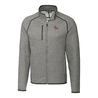 Men's Cutter & Buck Heather Gray Clemson Tigers Mainsail Sweater-Knit Big Tall Full-Zip Jacket