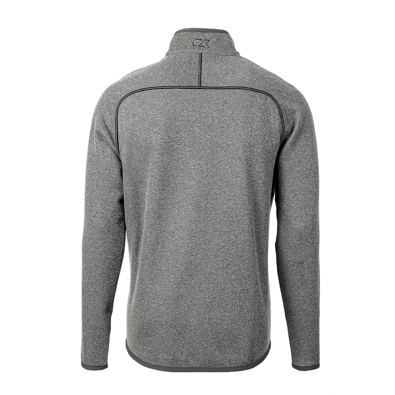 Men's Cutter & Buck Heather Gray Clemson Tigers Mainsail Sweater-Knit Big Tall Full-Zip Jacket