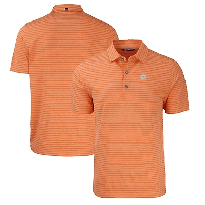 Men's Cutter & Buck Heather Orange Clemson Tigers Forge Eco Heathered Stripe Stretch Recycled Polo
