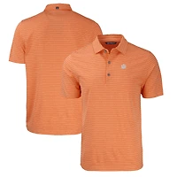 Men's Cutter & Buck  Heather Orange Clemson Tigers Forge Eco Heathered Stripe Stretch Recycled Polo