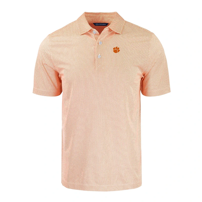Polo extensible recyclé à imprimé Pike Eco Symmetry pour homme, orange/blanc, Cutter & Buck, des Tigers de Clemson
