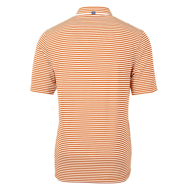 Polo recyclé à rayures écologiques et logo des anciens Clemson Tigers, orange, Cutter & Buck, pour homme