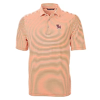 Polo Cutter & Buck orange Clemson Tigers pour homme, grandes tailles, logo de l'équipe, en piqué éco-responsable à rayures recyclées.