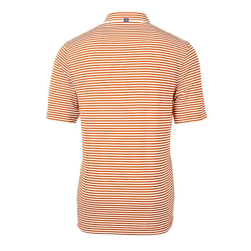 Polo Cutter & Buck orange Clemson Tigers pour homme, grandes tailles, logo de l'équipe, en piqué éco-responsable à rayures recyclées.