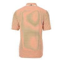 Polo Cutter & Buck orange Clemson Tigers pour homme, grandes tailles, logo de l'équipe, en piqué éco-responsable à rayures recyclées.