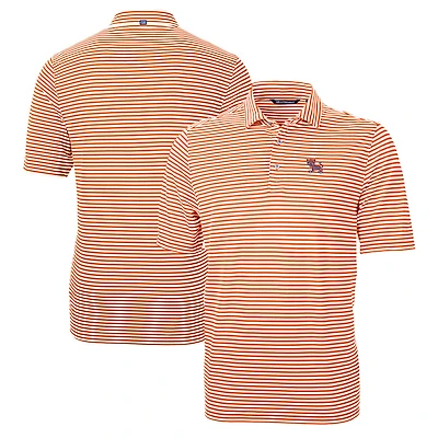 Men's Cutter & Buck Clemson Tigers Big Tall Team Logo Virtue Eco Pique Stripe Recycled Polo