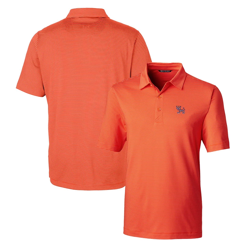 Polo extensible à rayures crayon Forge orange Cutter & Buck pour homme des Clemson Tigers