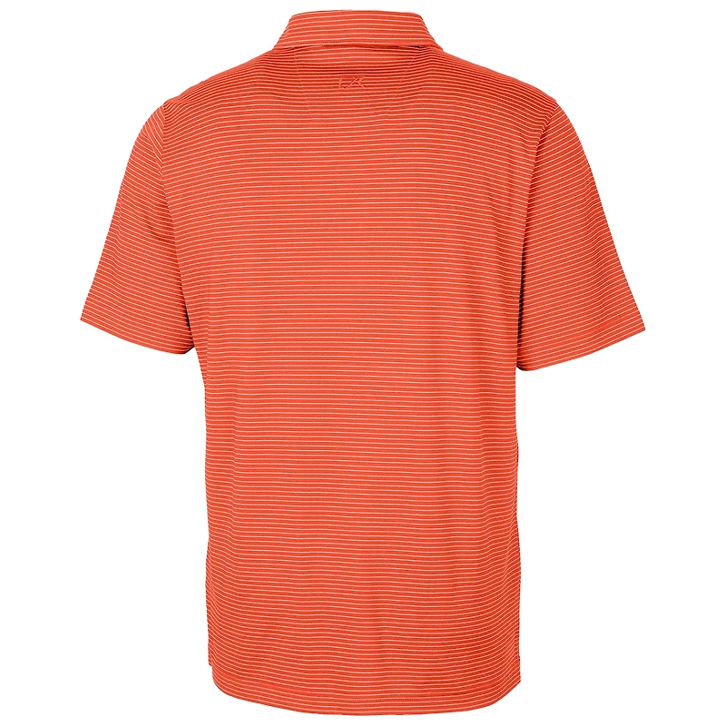 Polo extensible à rayures crayon Forge orange Cutter & Buck pour homme des Clemson Tigers