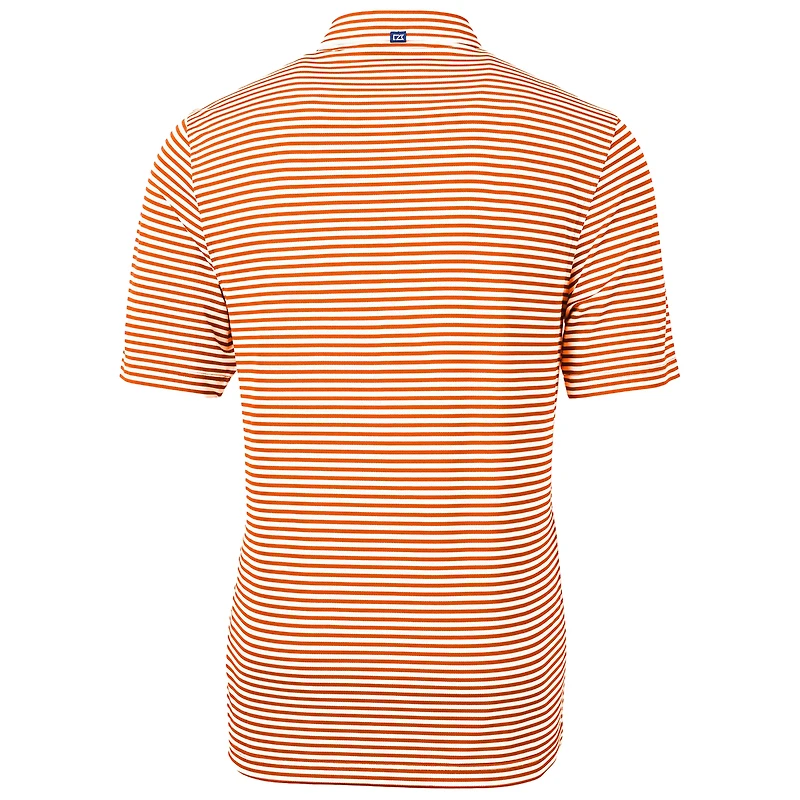 Men's Cutter & Buck Orange Clemson Tigers Throwback Logo Virtue Eco Pique Stripe Recycled Polo