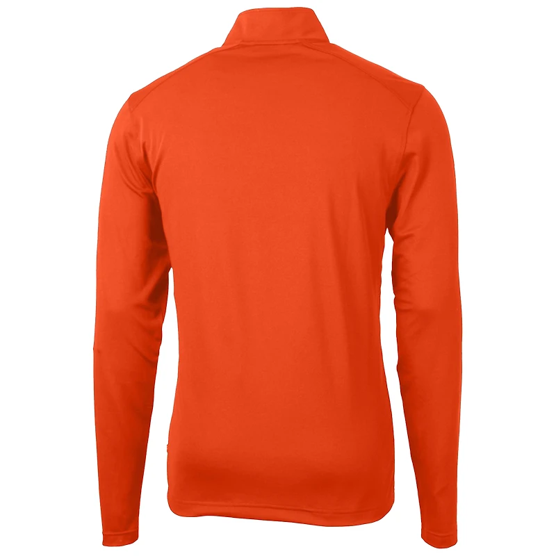 Men's Cutter & Buck Orange Clemson Tigers Virtue Eco Pique Recycled Quarter-Zip Pullover Top