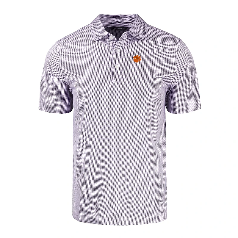 Polo extensible recyclé à imprimé Pike Eco Symmetry pour homme, orange/blanc, Cutter & Buck, des Tigers de Clemson