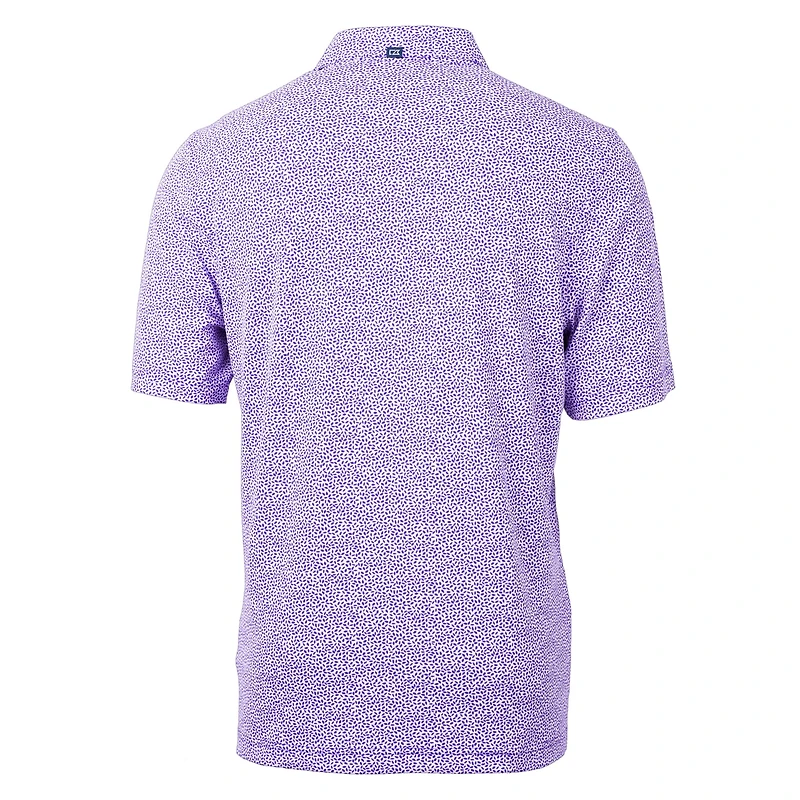 Men's Cutter & Buck Purple Clemson Tigers Alumni Logo DryTec Virtue Eco Pique Botanical Print Recycled Polo