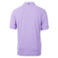 Men's Cutter & Buck  Purple Clemson Tigers Alumni Logo DryTec Virtue Eco Pique Botanical Print Recycled Polo