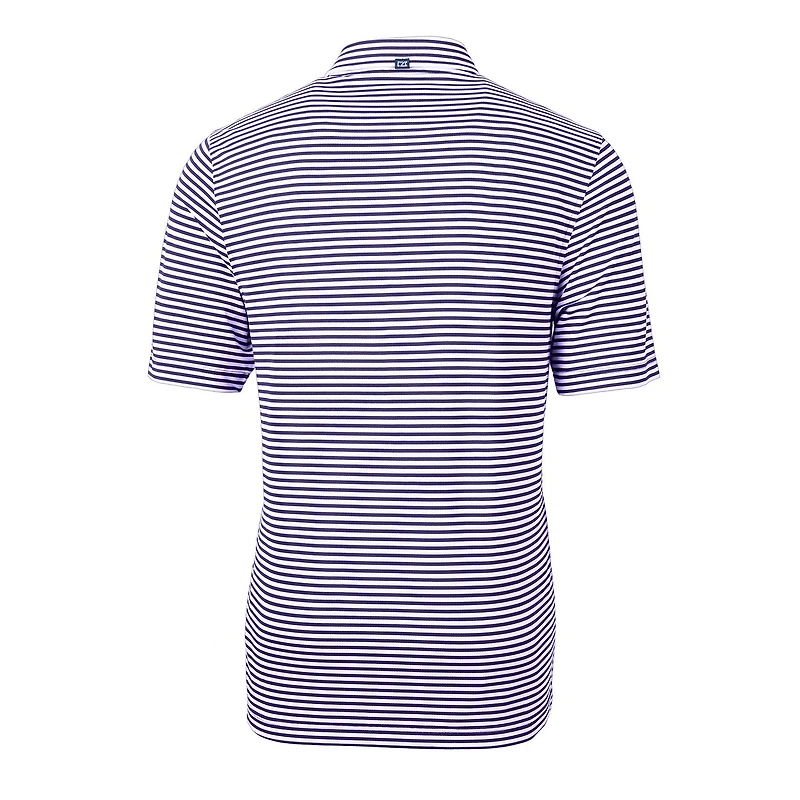 Men's Cutter & Buck Purple Clemson Tigers Big Tall Team Logo Virtue Eco Pique Stripe Recycled Polo